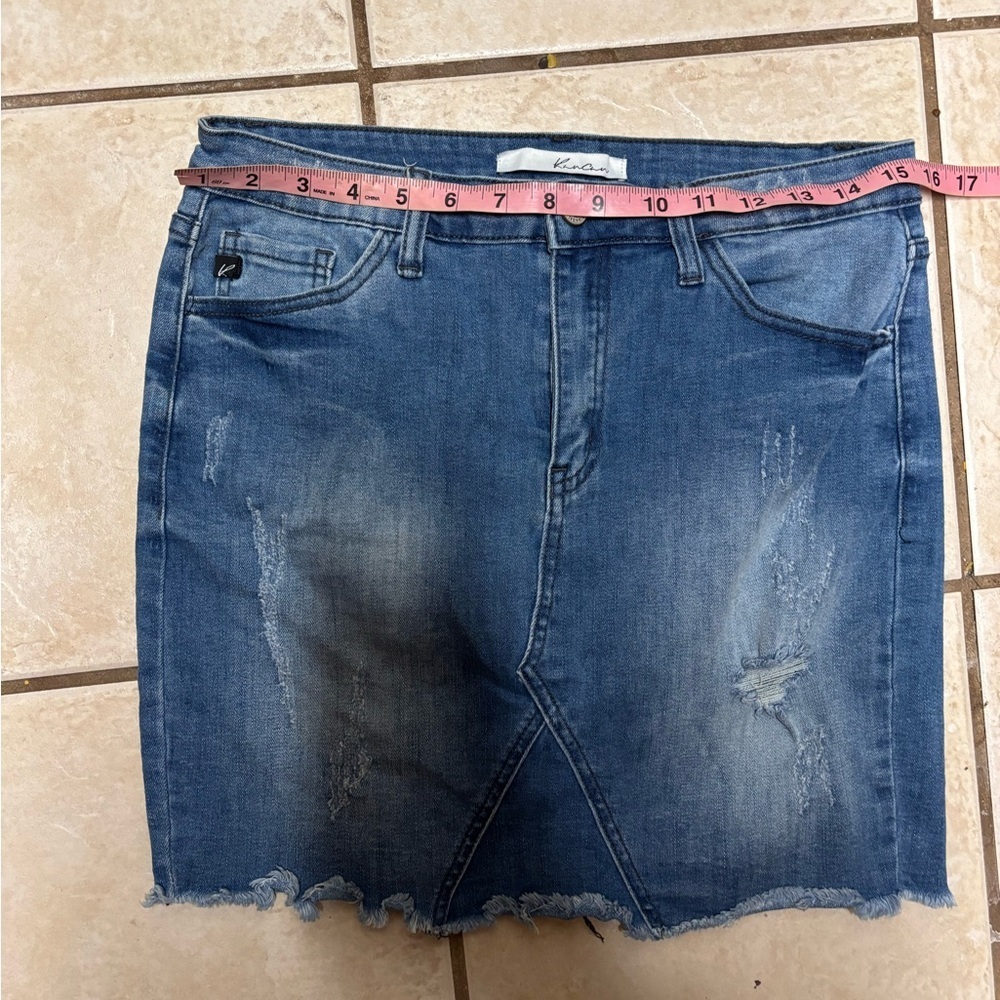 Kansan denim skirt size 7 27 waist semi distressed - Picture 5 of 6
